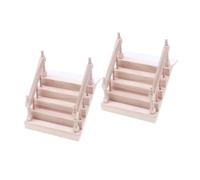 PartyKindom 2PCS Miniature Dollhouse Stairs Wooden Handrail DIY Staircase Doll House Furniture Accessories Compact Realistic Model for Fairy Garden Scenes Educational and Home Decor