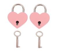 PartyKindom 2pcs Pink Heart-Shaped Wishing Love Locks Padlocks for Couples Scenic Spots Luggage Bag Accessories Anti-Rust Bright Color