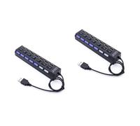 PartyKindom 2pcs Ports Usb Hub with Individual for Pc and Laptop High-speed Data Transfer Design with Led Indicator Compatible with Usb Devices