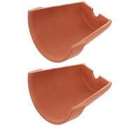 PartyKindom 2pcs Reptile Hideout Cave Tortoise Basking Platform Pottery Clay Holes Brown Decorative Safe for Aquatic Animals Outdoor Turtle Habitat Assorted style