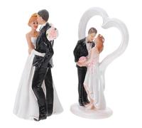 PartyKindom 2pcs Resin Bride and Groom Cake Topper Figurines in White, Heart and Hugging Style, Not Fragile and Resistant to Falling, for Room and Cake Decoration on Valentine's Day