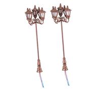 PartyKindom 2pcs Scale DIY Dollhouse Lighting Models for Garden Decor Detailed Bronze Finish with White LED for Mini House Decoration and Craft Projects