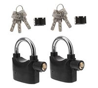 PartyKindom 2pcs Security Alarm Lock with 6 Keys for Sliding Doors and Doors, Aluminium Alloy Bike Padlock with Built-in High Decibel Alarm for Anti-Theft Protection