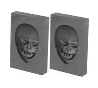 PartyKindom 2pcs Skull Head Graphite Ingot Mold High Density Heat Casting for Metal Refining Silver Gold Copper Crafting and Jewelry Making