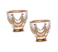PartyKindom 2PCS Small Crystal Glass Wine Cups Thick Base Hand Painted Luxury Cocktail Glasses for Wine and Spirits Elegant Design for Parties and Picnics