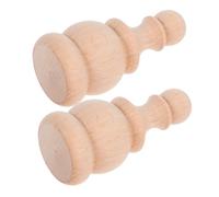 PartyKindom 2pcs Solid Wood Decorative Finials Roman Inspired Carved Dowel Rod Ends for Bed Posts Curtain Rods Staircases Unfinished Wooden DIY Craft Accents for Home Decoration