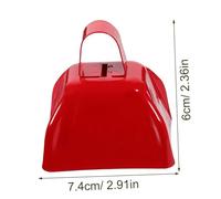 PartyKindom 2pcs Square Metal Cowbells with Handle Red Clear Sound Noise Makers for Football Games and Sporting Events Comfortable Grip Handheld Bells for Celebration and Home Decoration