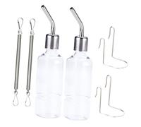 PartyKindom 2pcs Stainless Steel Hanging Water Dispenser for Pets Safe Easy Install Hamster Bottle for Guinea Pigs Ferrets and More