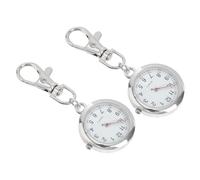 PartyKindom 2Pcs Stainless Steel Nurse Hanging Watches with Organic Glass Keyring Accessory for Healthcare Professionals and Students Smooth Edges Safe to Touch Practical Medical Pocket Fob