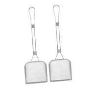 PartyKindom 2Pcs Stainless Steel Square Oil Residue Skimmer Ladle High Temperature Resistant Fat Strainer for Kitchen Cooking Frying Chicken Fries Multifunctional Utensil