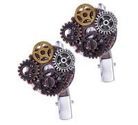 PartyKindom 2Pcs Steampunk Gear Hair Barrettes for Women Gothic Accessories Durable Hair Clips Unique Punk Style Eye Catching Hairpins for Parties and Everyday Wear