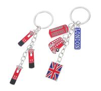 PartyKindom 2pcs Uk Keychain British Flag and Bus Mailbox Telephone Booth Key Rings for Women Lightweight Souvenir Charms Keepsake for Collectors and Enthusiasts