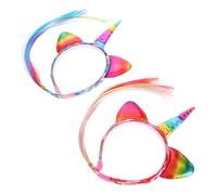PartyKindom 2Pcs Unicorn Headband with Braiding Hair for Adults Comfortable Secure Fit Magical Costume Accessory for Halloween Birthday Party Festival