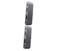 PartyKindom 2pcs USB C Hub Adapter for Laptop Pd Charging USB Ports and Headphone Jack for Home Office Use Grey