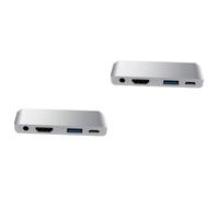 PartyKindom 2pcs USB C Hub Adapter Pd Charging Video Support USB Ports and Headphone Jack for Laptop and Desktop Computers