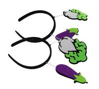PartyKindom 2pcs Vegetable Headband Fun Cosplay Hair Accessories for Parties and Photos Purple Eggplant Green Cabbage Design Creative Costume Props