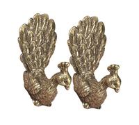 PartyKindom 2pcs Vintage Brass Peacock Statue Bird Figurines for Tea Table Decor Elegant Miniature Ornamental Craft for Home Office and Teahouse Display