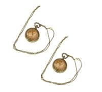 PartyKindom 2pcs Vintage Embossed Hanging Pocket Watch Retro Decorative Flip Cover Tea Color for Men Women Stylish Craftsmanship and Portable Design