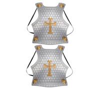 PartyKindom 2pcs Vintage Roman Armour Costume Wearable Battle Shield and Solid Cross Chest Plate for Boys Medieval Role Play Party Dress Up