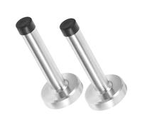 PartyKindom 2Pcs Wall Mounted Door Stoppers with Rubber End Floor and Wall Protector Non Slip Heavy Duty Door Stops and Reduce Noise Modern Silver Stainless Steel Design