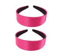 PartyKindom 2Pcs Wide Edge Solid Color Hair Hoops Elegant Satin Headband for Women for Parties Birthdays Special Occasions Rosy Hair Accessory