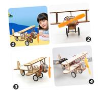 PartyKindom 2pcs Wooden Assembly Plane Kit DIY for Simulated Model Airplane Craft with First-class Cutting Technology Educational Puzzle for Boys and Birthday Festival Random Color