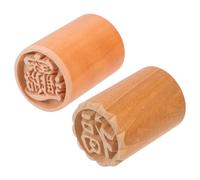 PartyKindom 2Pcs Wooden Mooncake Stamper with Pattern Pastry Embosser for DIY Cake Decorating Moon Cake Press Tool for Baking and Gift Giving