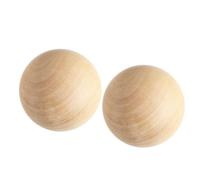PartyKindom 2pcs Wooden Spheres Natural Khaki Colour Smooth Surface and Sturdy Hardwood Material for Painting and Artistic Creativity DIY Craft Projects