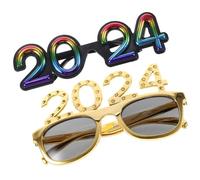 PartyKindom 2pcs Year Party Eyeglasses Funny Photo Prop Glasses for Adults Colorful Gold Electroplated Design Festive Party Decoration Accessories