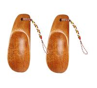 PartyKindom 2sets Portable Wooden Shoehorns Smooth Polished Shoe Lifting Tools Ergonomic Design for Men Women Easy to Use Durable Shoes Helper 2pcs*2