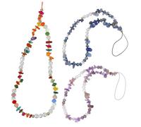 PartyKindom 3 Pcs Beaded Phone Chain Straps with Stones and Artificial Pearls Phone Lanyard Wrist Straps for Anti-lost Use for Women Gift for Girlfriend and Family