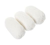 PartyKindom 3 Rolls Cotton Woolen Yarn 50g Each for Crochet Knitting DIY Crafts, Soft 3D Cotton Crochet Yarn for Handmade Hats, Scarves, and Dolls in Light Cream Color
