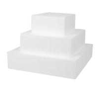 PartyKindom 3 Tier Foam Cake Set 3Pcs Cubic Square Cake Models for Practicing Decorating at Parties and Weddings