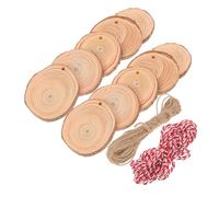 PartyKindom 30 Pcs Natural Unfinished Wood Circles for Crafts with Jute and Cotton Strings Rustic Pine Wood Slices for DIY Painting Wedding Centerpieces Christmas Ornaments and Home Decor