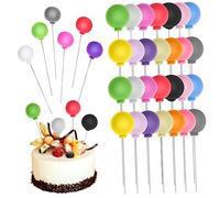 PartyKindom 30Pcs Colorful Mini Foam Balls Cake Topper for Birthday Party Wedding Cupcake Decoration DIY Dessert and Fruit Accent