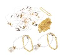 PartyKindom 30Pcs Mini Necklace for Includes Gold Beaded and Pearl Chains Pretend Play Jewelry Accessories for Little Dolls and Dress Up Charming and Design