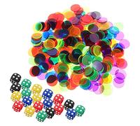 PartyKindom 320Pcs Transparent Counting Chips Dice Plastic Markers for Games Learning and Teaching Resources for Bingo Math Activities and Rewards