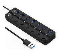 PartyKindom 3pcs 7-port Usb Hub Multi Usb Adapter for Laptop Fast 5gbps Led Indicator No Driver Installation