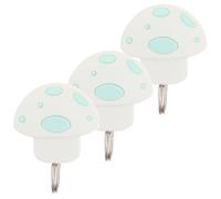PartyKindom 3pcs Adhesive Hook Hanger Single Coat Hooks 3.35x3.35x0.79 Inch Plastic Sturdy Hold Removable Mushroom Shape Modern Design for Home Decor and Kitchen Random Color
