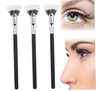 PartyKindom 3pcs Angled Eyelash Fan Brushes with Wood Handle for Mascara Application Lash Cleaning and False Lash Separation for Precise Makeup