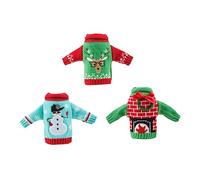 PartyKindom 3Pcs Christmas Bottle Covers Merry Christmas Decor for Wine Bottles Festive Table Decoration with Reindeer Wreath and Snowman Designs Christmas present and Party Props