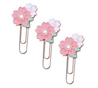 PartyKindom 3pcs Creative Cherry Blossom Paper Clips Metal Memo Clamps for Office and School Decorative File Clamps and Bookmarks Cute Shaped Clips for Organizing Documents and Photos
