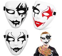 PartyKindom 3pcs Halloween Masks: Spooky Party Ghost Mask Street Dance Masquerade Full Masks Halloween Fancy Dress Mask for Women Men Cosplay Art Party Cosplay Costume