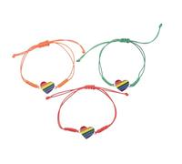 PartyKindom 3pcs Handcrafted Rainbow Woven Heart Bracelet Unisex Friendship Wristbands with Braided Rainbow Design Inclusive Pride Jewelry for Women and Men Stylish Accessory for Celebrations