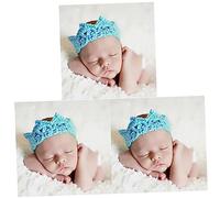 PartyKindom 3pcs Handmade Crochet Knit Crown Hat for Newborn Photo Props Boy Girl Girl Boy Keepsake Soft Material for Newborn Accessories