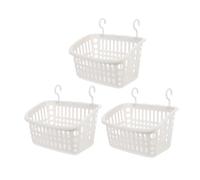 PartyKindom 3pcs Hanging Storage Baskets for Toiletries and Kitchen Seasoning Plastic Organizer with Hollow Design Space Saving Vertical Hanging Holders for Bathroom and Home