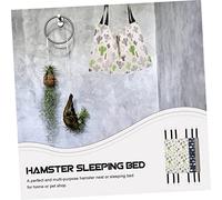 PartyKindom 3pcs Large Size Dual-sided Hamster Hammock Set Adjustable Straps, Plush Warm Hanging Guinea Pig Bed in Grey Check, Blue Cat and Cactus Patterns, Washable Pet Cage Hammock for Small Animals