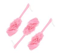 PartyKindom 3pcs Long Handle Bath Brush Soft Exfoliating Body Cleaning Tool for for Deep Skin Cleansing Gentle Sensitive Skin Light Pink