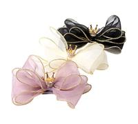 PartyKindom 3pcs Organza Hair Clips Bow and Crown Design Creative Hair Accessories for Parties and Daily Wear Durable and Easy to Use