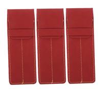 PartyKindom 3pcs Pu Leather Pen Sleeve Set Vintage Matte Pen Holder for Nurses Doctors Small Portable Pouch in Wine Red for Daily Use